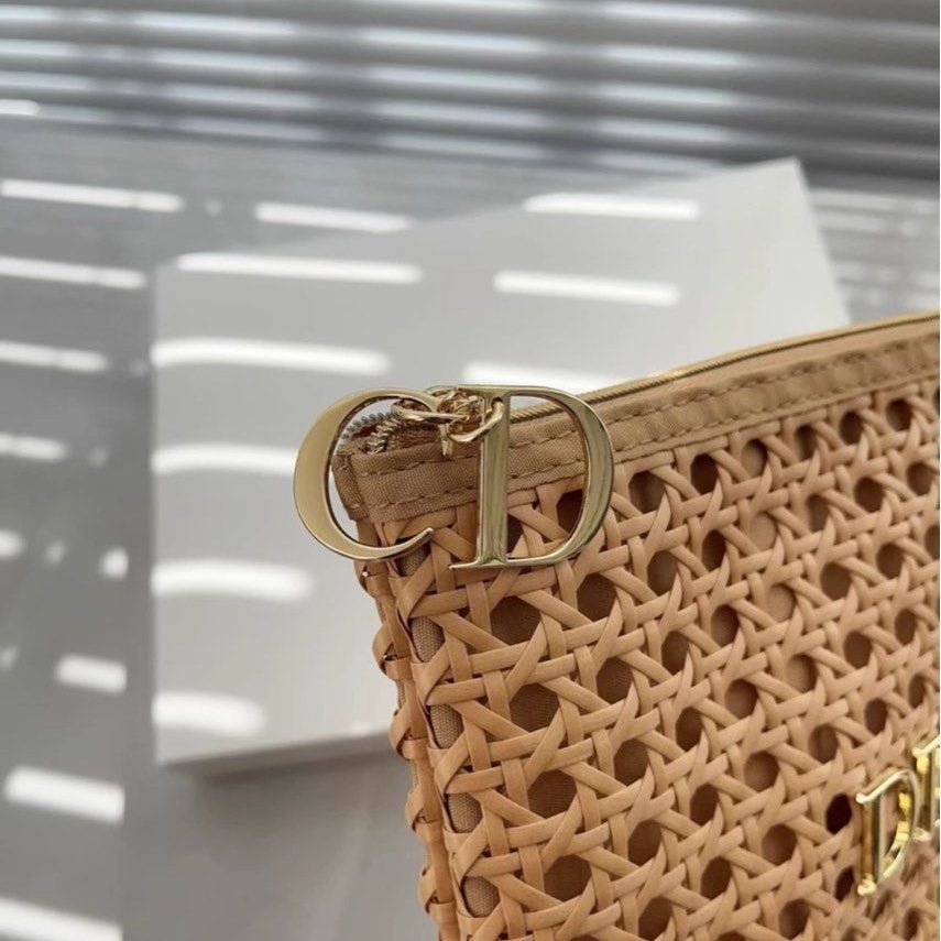 Dior Beauty Summer Counter Gift Rattan Cosmetic Clutch, Beige - BusDeals