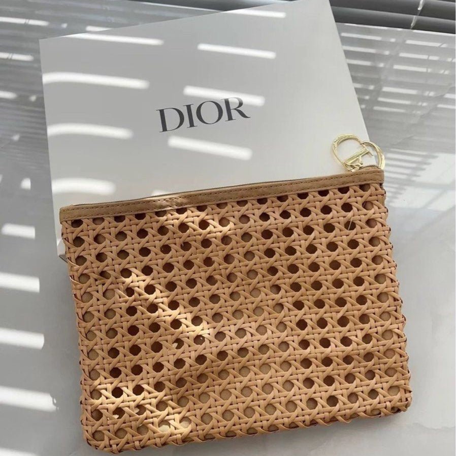 Dior Beauty Summer Counter Gift Rattan Cosmetic Clutch, Beige - BusDeals