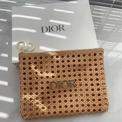 Dior Beauty Summer Counter Gift Rattan Cosmetic Clutch, Beige - BusDeals