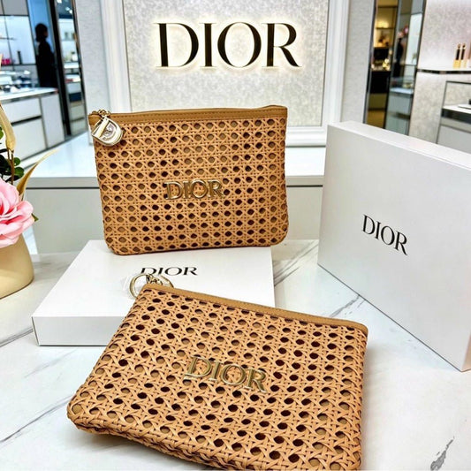 Dior Beauty Summer Counter Gift Rattan Cosmetic Clutch, Beige - BusDeals