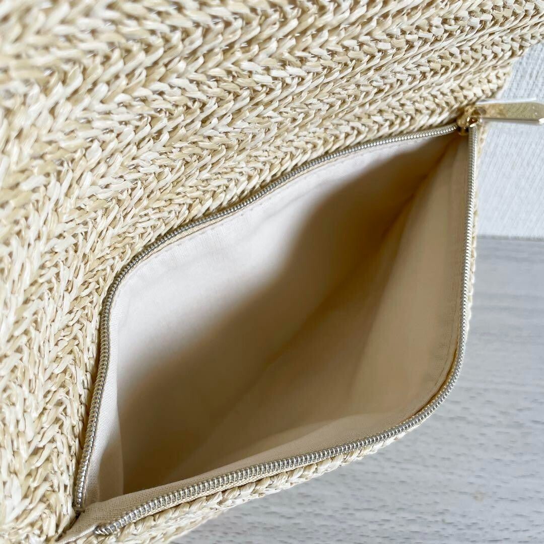 Dior Beauty Summer Gift Golden Straw Counter Cosmetic Clutch, Beige - BusDeals