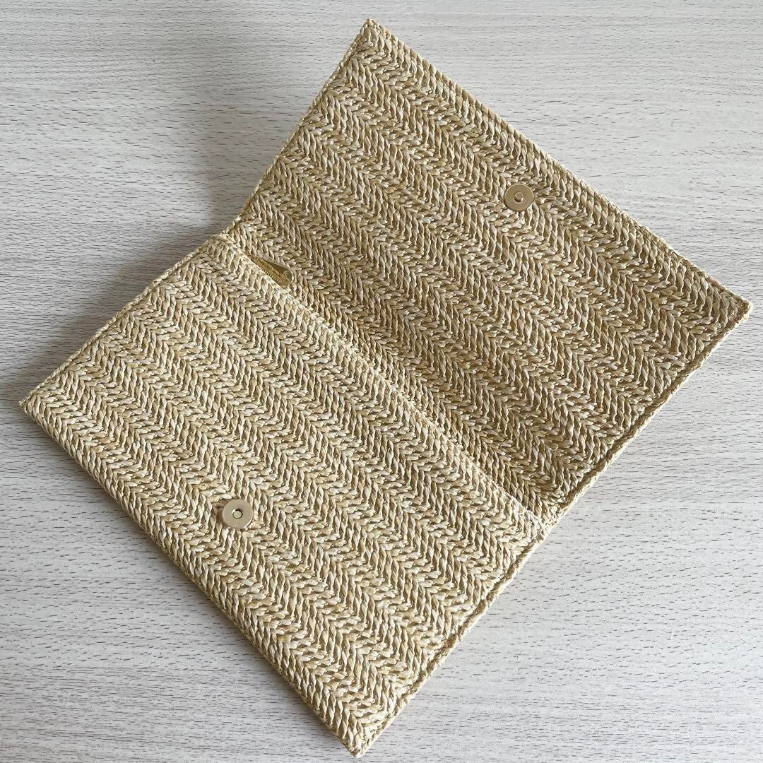 Dior Beauty Summer Gift Golden Straw Counter Cosmetic Clutch, Beige - BusDeals