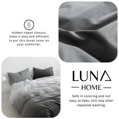 King Size 6 pieces, Ombré Dark Grey Bedding set.