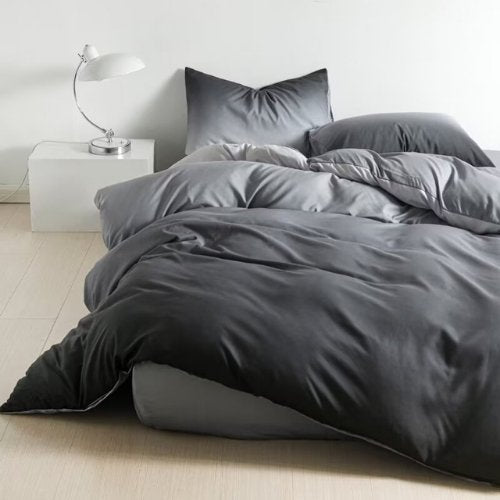 King Size 6 pieces, Ombré Dark Grey Bedding set.