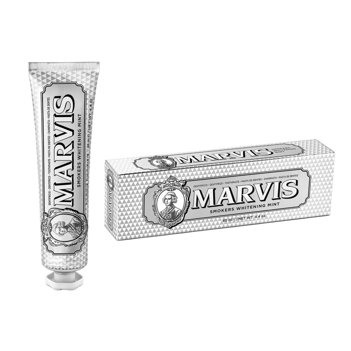 Marvis Smokers Whitening Toothpaste, Mint, 85ml, Promotes the Natural Whitening of the Teeth, Plaque Removal Toothpaste, Long