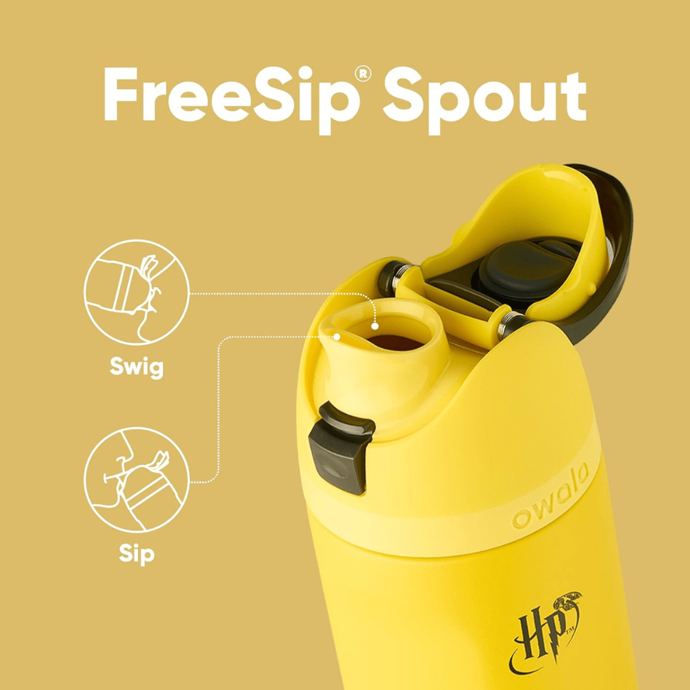 Owala 24 oz 710 ml Harry Potter FreeSip Insulated Stainless Steel Water Bottle, Hufflepuff Yellow - BusDeals