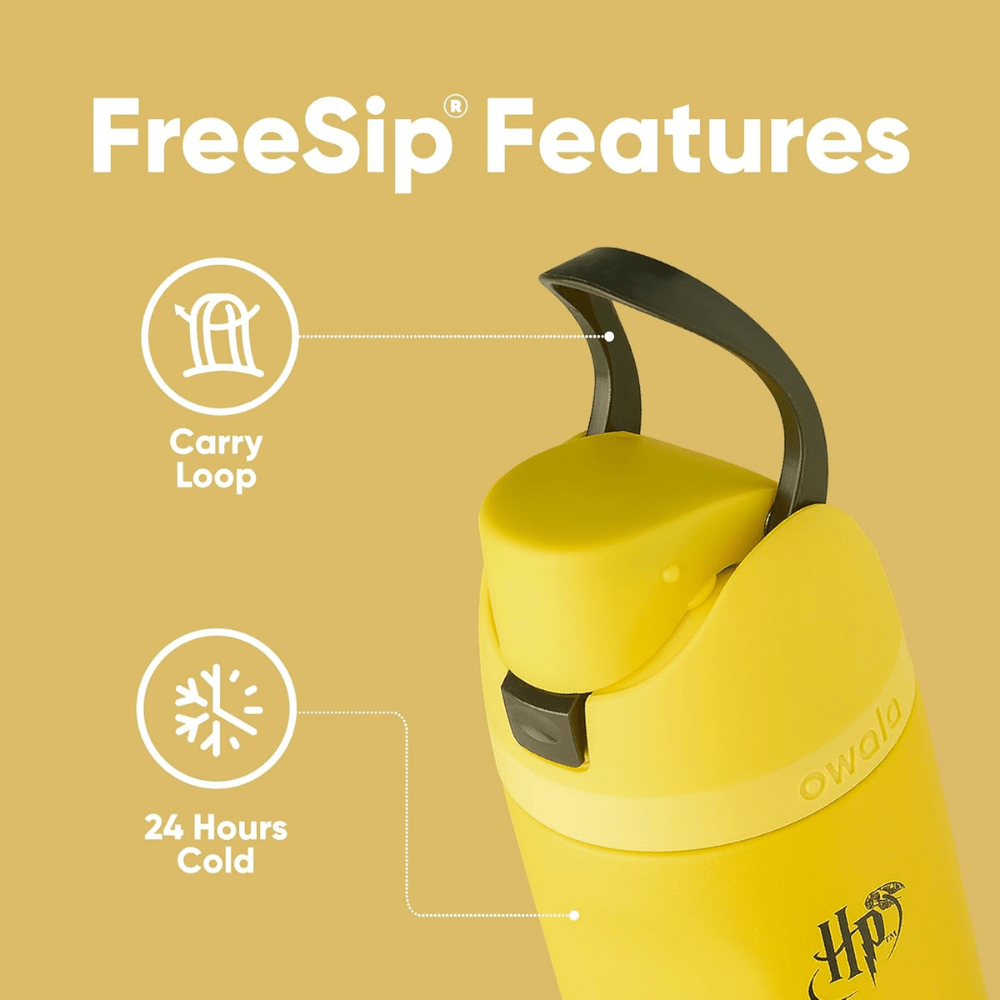 Owala 24 oz 710 ml Harry Potter FreeSip Insulated Stainless Steel Water Bottle, Hufflepuff Yellow - BusDeals