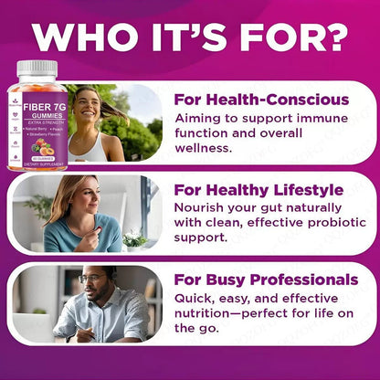 Prebiotic Fiber Gummies for Adults - 60 Gummies - Digestive Health & Regularity Support - BusDeals