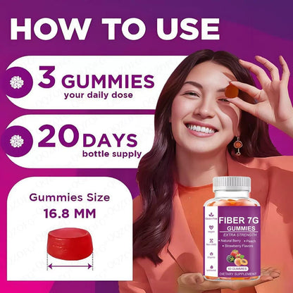 Prebiotic Fiber Gummies for Adults - 60 Gummies - Digestive Health & Regularity Support - BusDeals