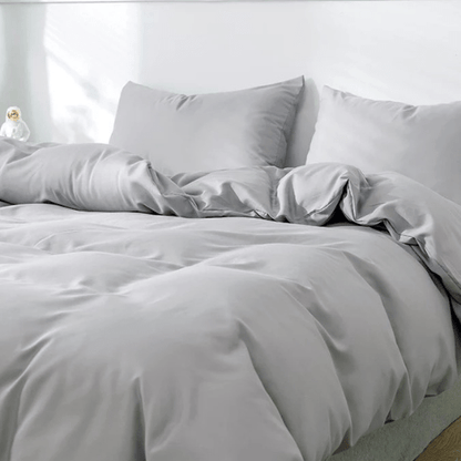 Premium Queen size 6 pieces Bedding Set without filler, Plain Light Gray Color