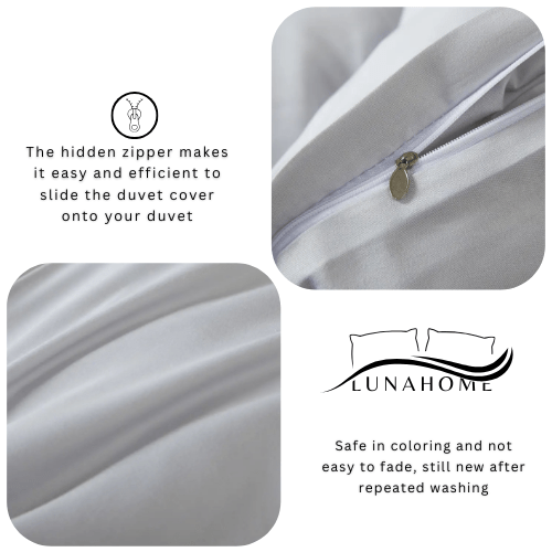 Premium Queen size 6 pieces Bedding Set without filler, Plain Light Gray Color