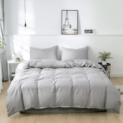 Premium Queen size 6 pieces Bedding Set without filler, Plain Light Gray Color