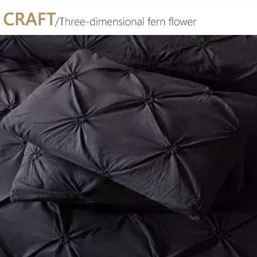 Premium King size 6 pieces Without filler, Pinch pleat plain black color, Bedding Set - BusDeals