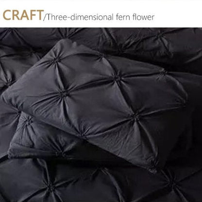 Premium King size 6 pieces Without filler, Pinch pleat plain black color, Bedding Set - BusDeals