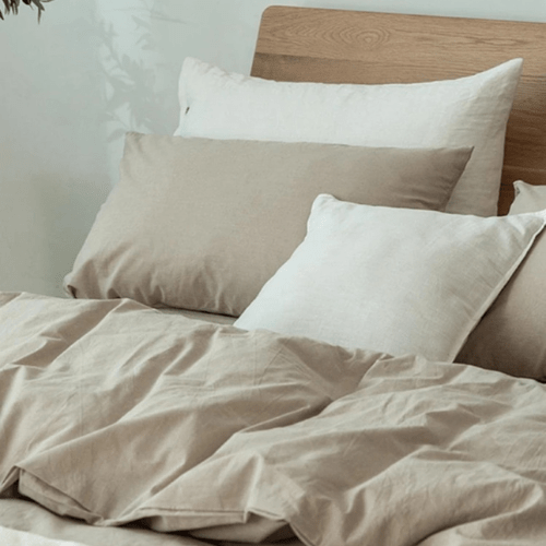 Premium queen size 6 pieces duvet cover set, plain beige color. - BusDeals