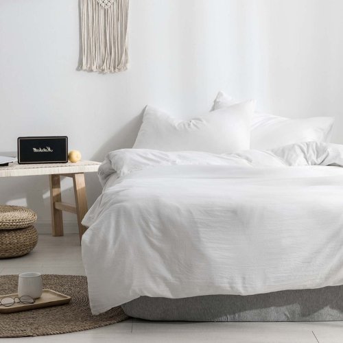 Premium Single size 4 pieces Bedding Set without filler, Plain White Color - BusDeals