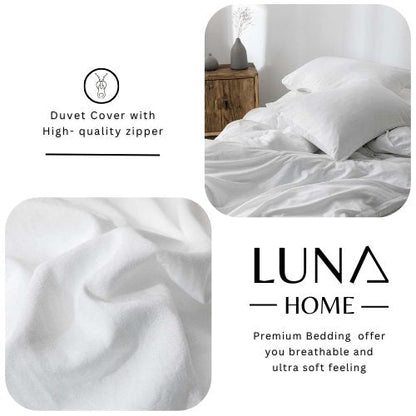 Premium Single size 4 pieces Bedding Set without filler, Plain White Color - BusDeals