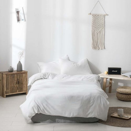 Premium Single size 4 pieces Bedding Set without filler, Plain White Color - BusDeals