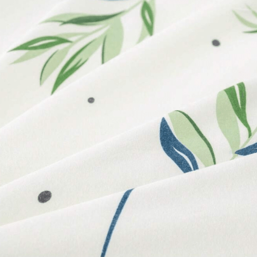 Queen size 6 Pieces Botanical fresh Green Leaf/Leaves Reversible Design.