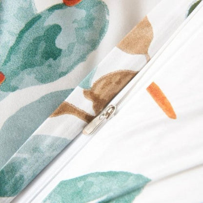 Queen size Bedding Set without filler 6 pieces , Green Color Leaves Design