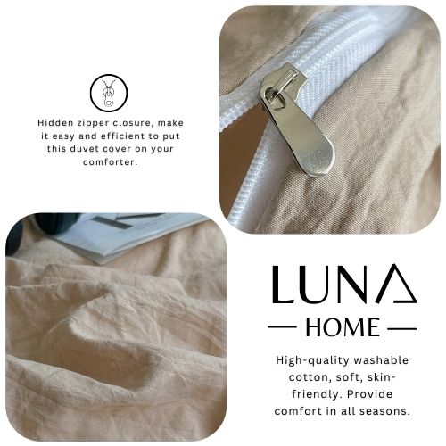 Single size 4 pieces extra soft bedding set, Washable Cotton Beige Color.