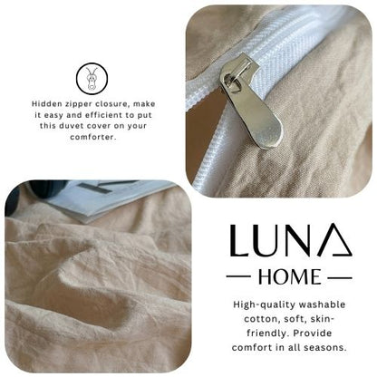 Single size 4 pieces extra soft bedding set, Washable Cotton Beige Color.
