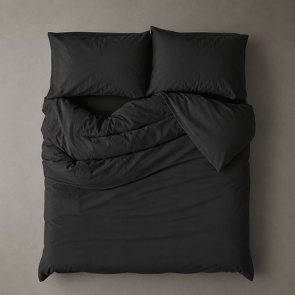 Single size 4 pieces bedding set, Washable Cotton Black Color.