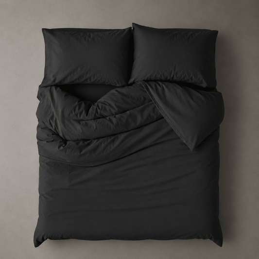 Single size 4 pieces bedding set, Washable Cotton Black Color.