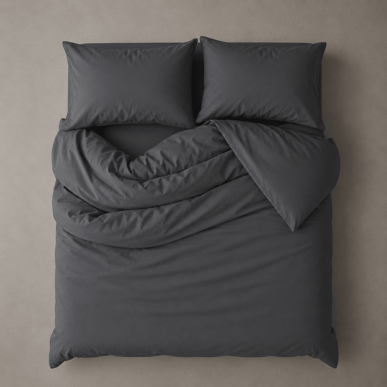 Single Size 4 Pieces extra soft Bedding Set, Washable Cotton Dark Gray Color.