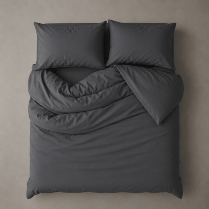 Single Size 4 Pieces extra soft Bedding Set, Washable Cotton Dark Gray Color.