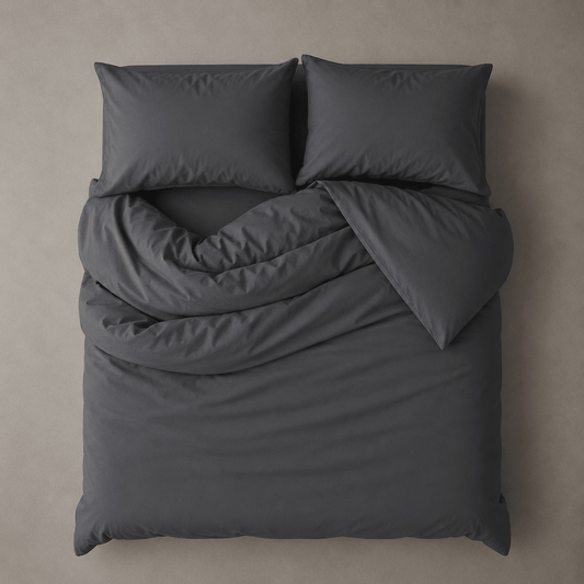 Single Size 4 Pieces extra soft Bedding Set, Washable Cotton Dark Gray Color.