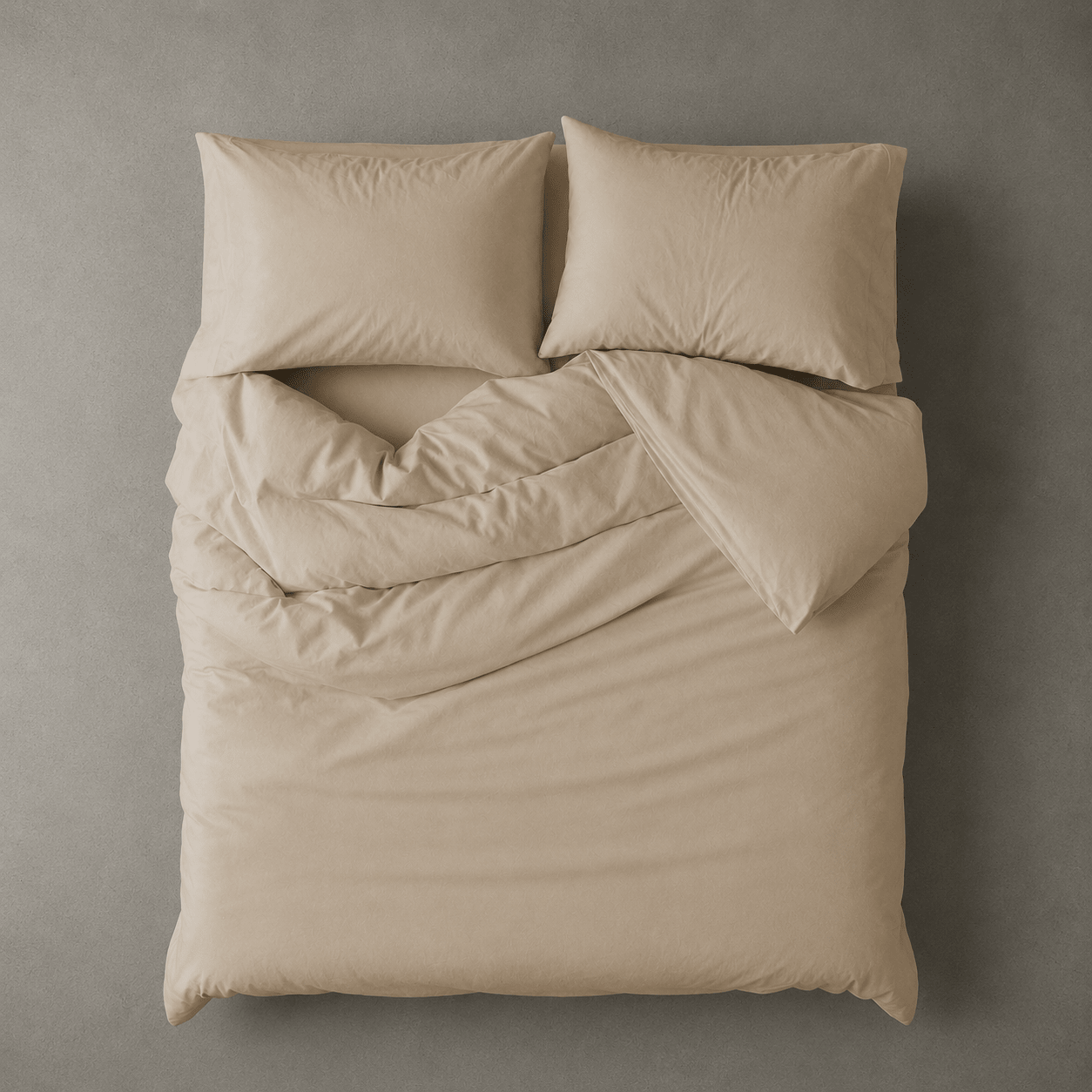 Single size 4 pieces extra soft bedding set, Washable Cotton Beige Color.