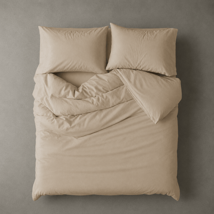 Single size 4 pieces extra soft bedding set, Washable Cotton Beige Color.