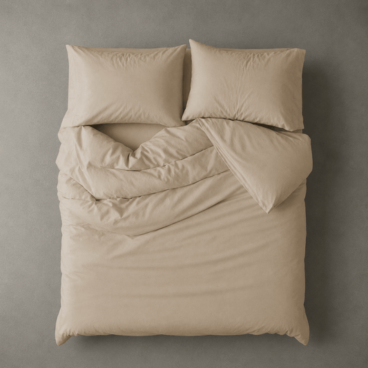 Single size 4 pieces extra soft bedding set, Washable Cotton Beige Color.