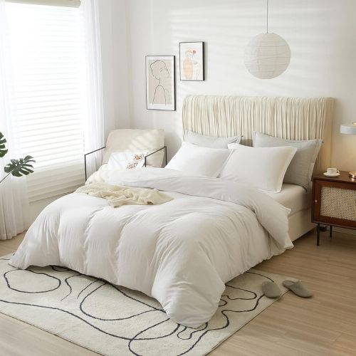 Single size 4 Pieces extra soft Bedding Set, Washable Cotton  White Color
