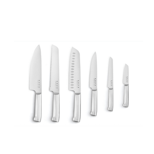 SMEG Knife Set – Complete Set 6-Piece Stainless Steel and Knife Block, Italian Design. Red
