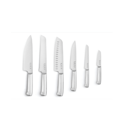 SMEG Knife Set – Complete Set 6-Piece Stainless Steel and Knife Block, Italian Design. Red