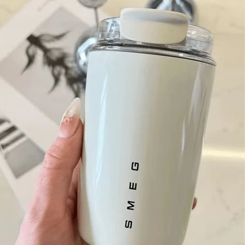 SMEG Wall Mug, 240ml Insulated Stainless Steel Coffee mug, Cream